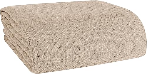 Miniatura 7 de BELIZZI Home - Manta de cama 100 % algodón, manta térmica transpirable tamaño King, manta térmica de cheurón suave de 90 x 102 pulgadas, manta de