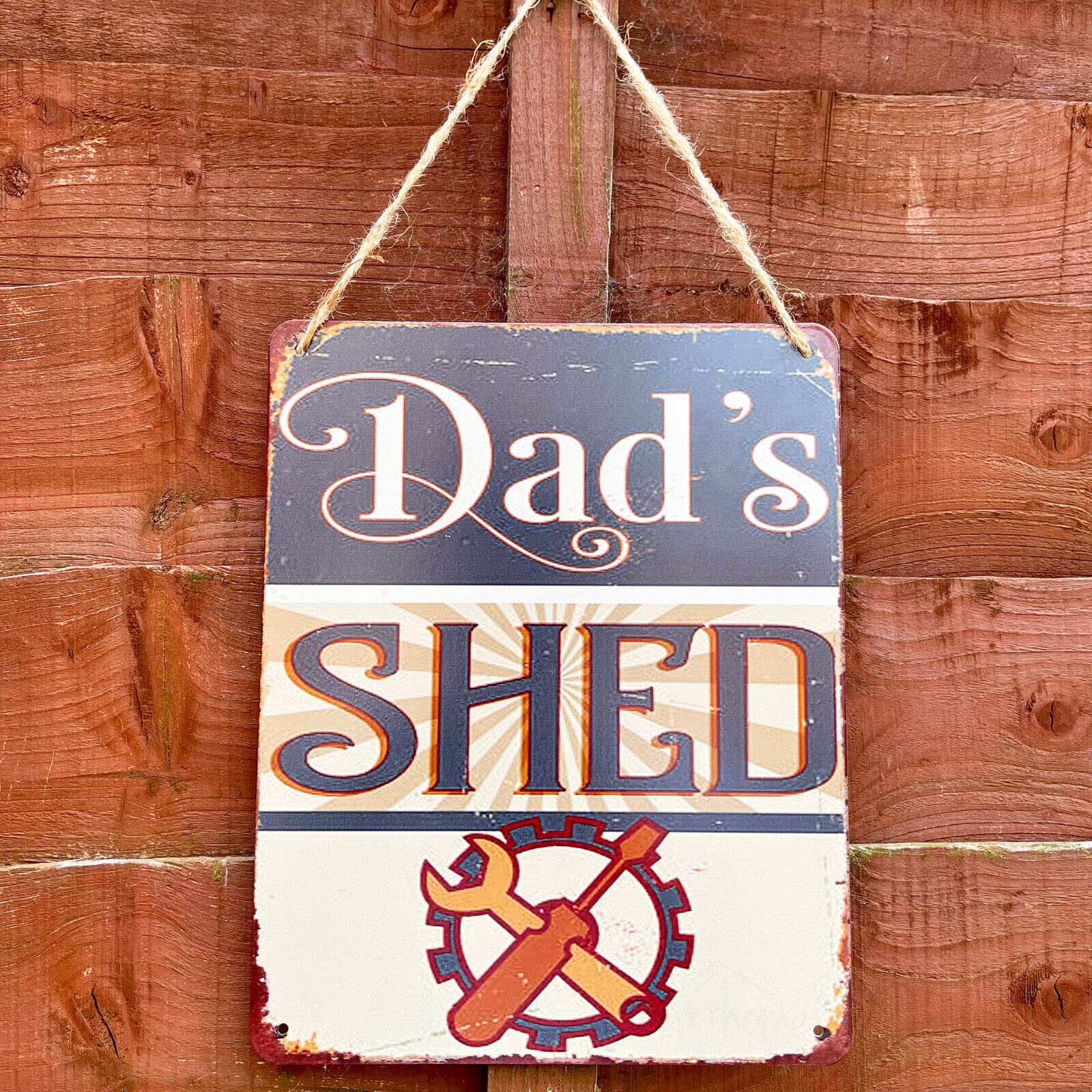 Darthome White, Blue Dads Sheds Sign Metal Hanging Novelty Shed Man Cave Plaque Dads