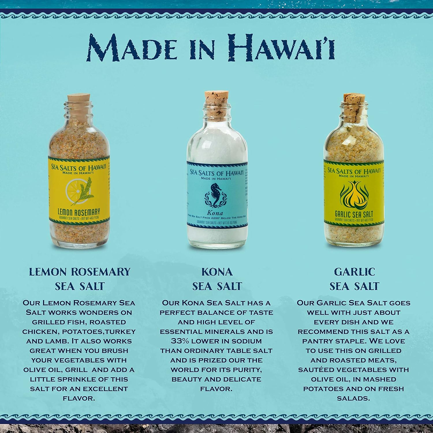 Buy Sea Salts of Hawaii Variety 3 Pack, Pure Kona Hawaiian Salt