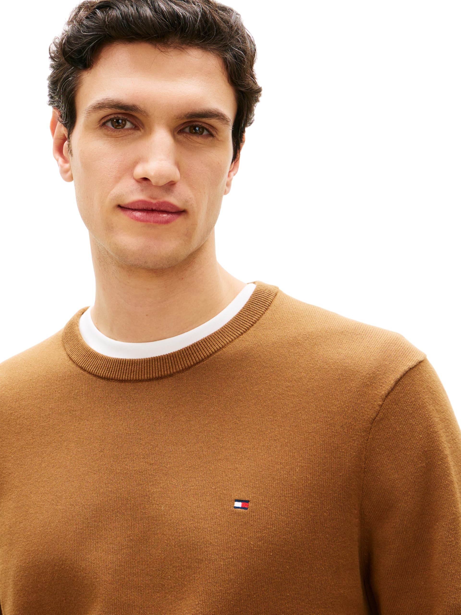Tommy Hilfiger Men Essential SSNL Bawełniany Okrągły Dekolt MW0MW39999 Sweter Sweter, Brązowy, XXL, Brązowy (Highland Khaki), XXL
