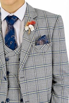 Costume 3 Pièces Coupe Ajustée à Carreaux Pour Garçons - Ensemble Élégant Mariage & Occasions Spéciales