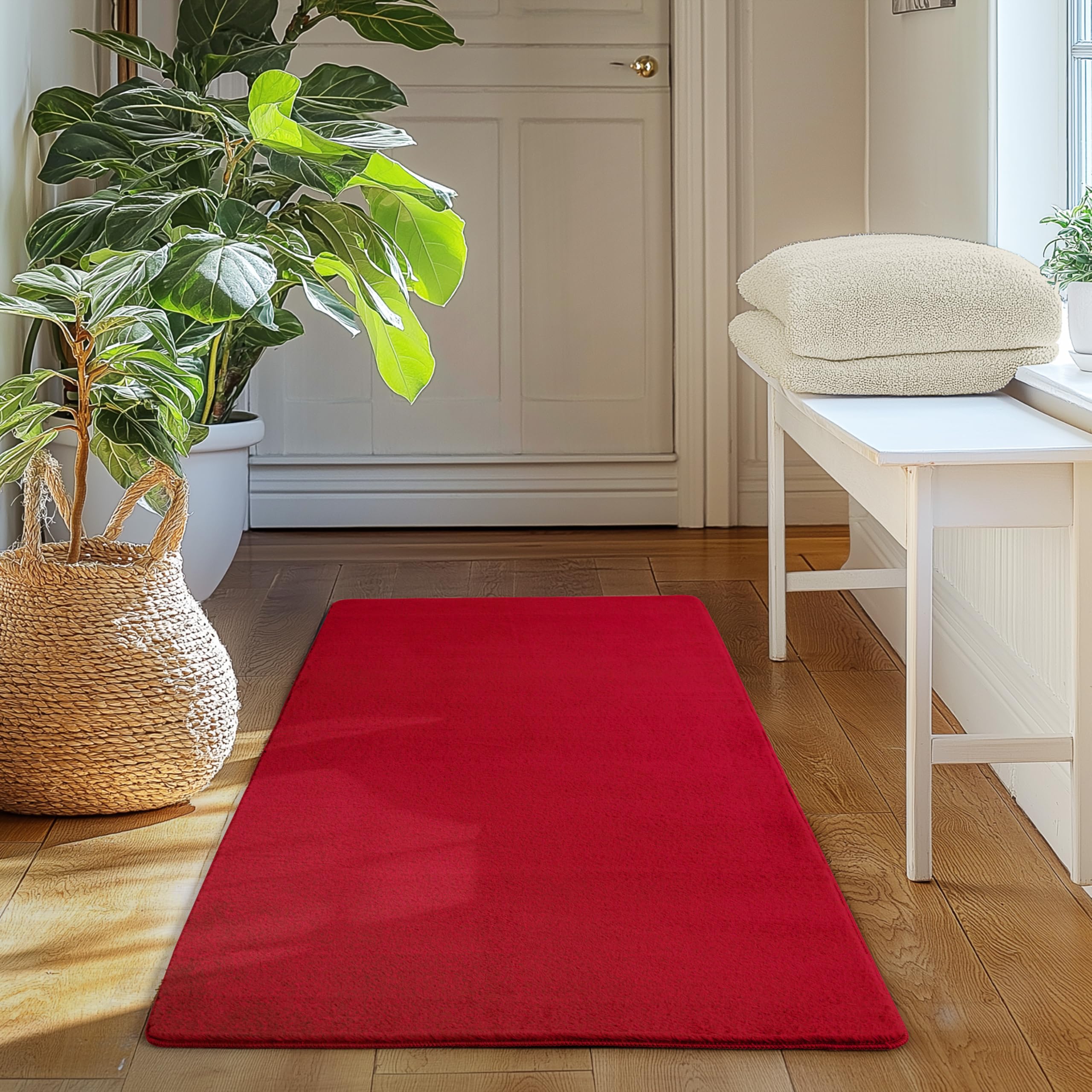 SIMPEX Teppich Wohnzimmer Kurzflor Teppich Waschbar, rund, rutschfest & weich, modernes einfarbiges Design für Wohnzimmer, Schlafzimmer, Küche & Kinderzimmer.