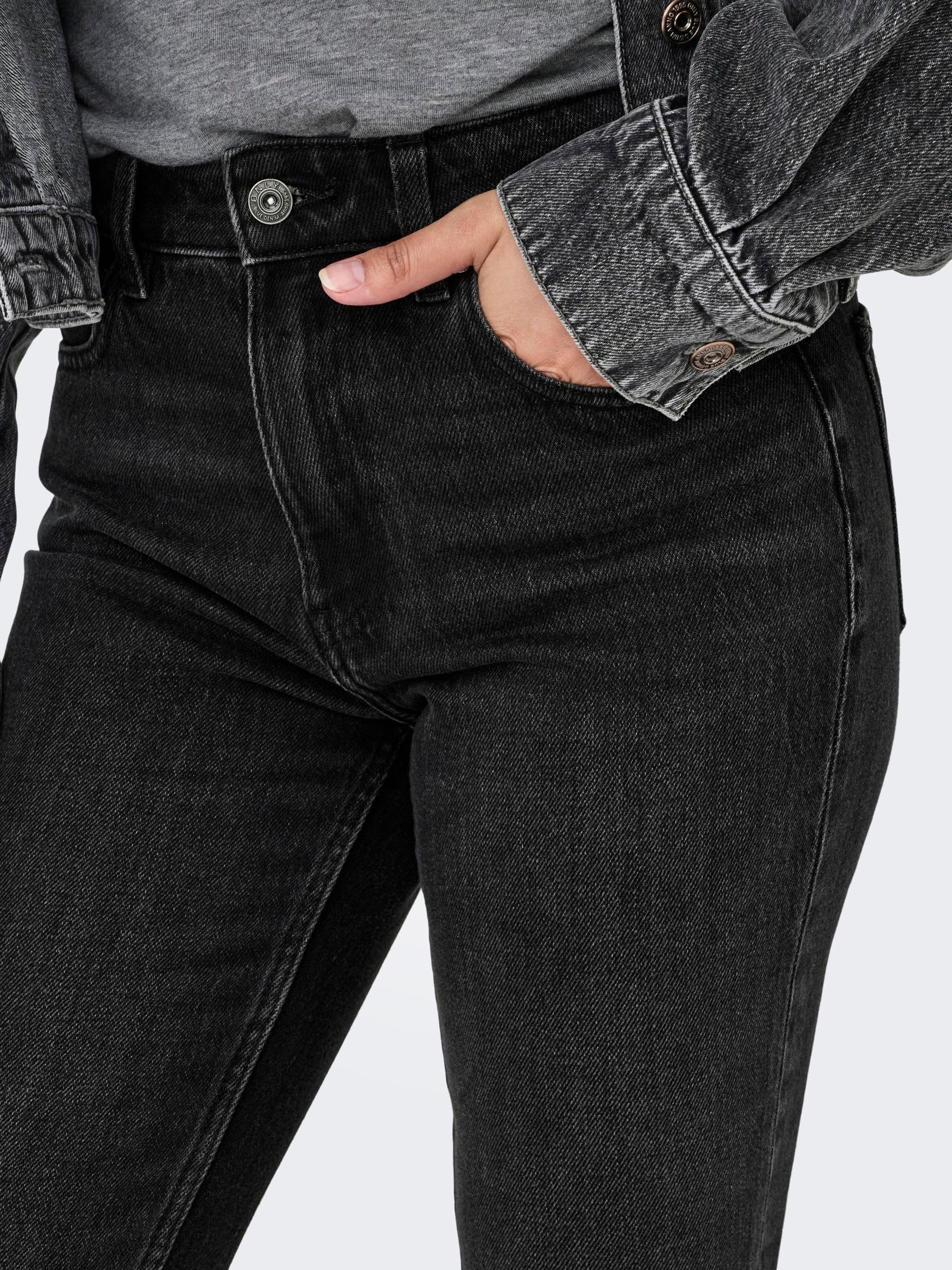 ONLY Female Straight-Fit Jeans ONLEMILY Hohe Taille Gerade geschnitten Knöchellang Jeans