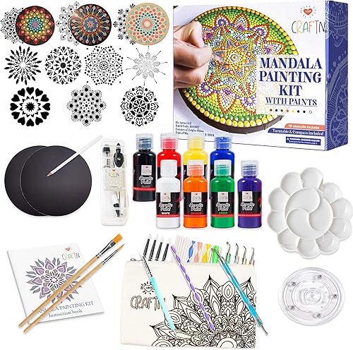 Kit de pintura Mandala  Kit de arte y manualidades para adolescentes y adultos  Kit de pintura acrílica y metálica de 67 piezas  Incluye sellador y
