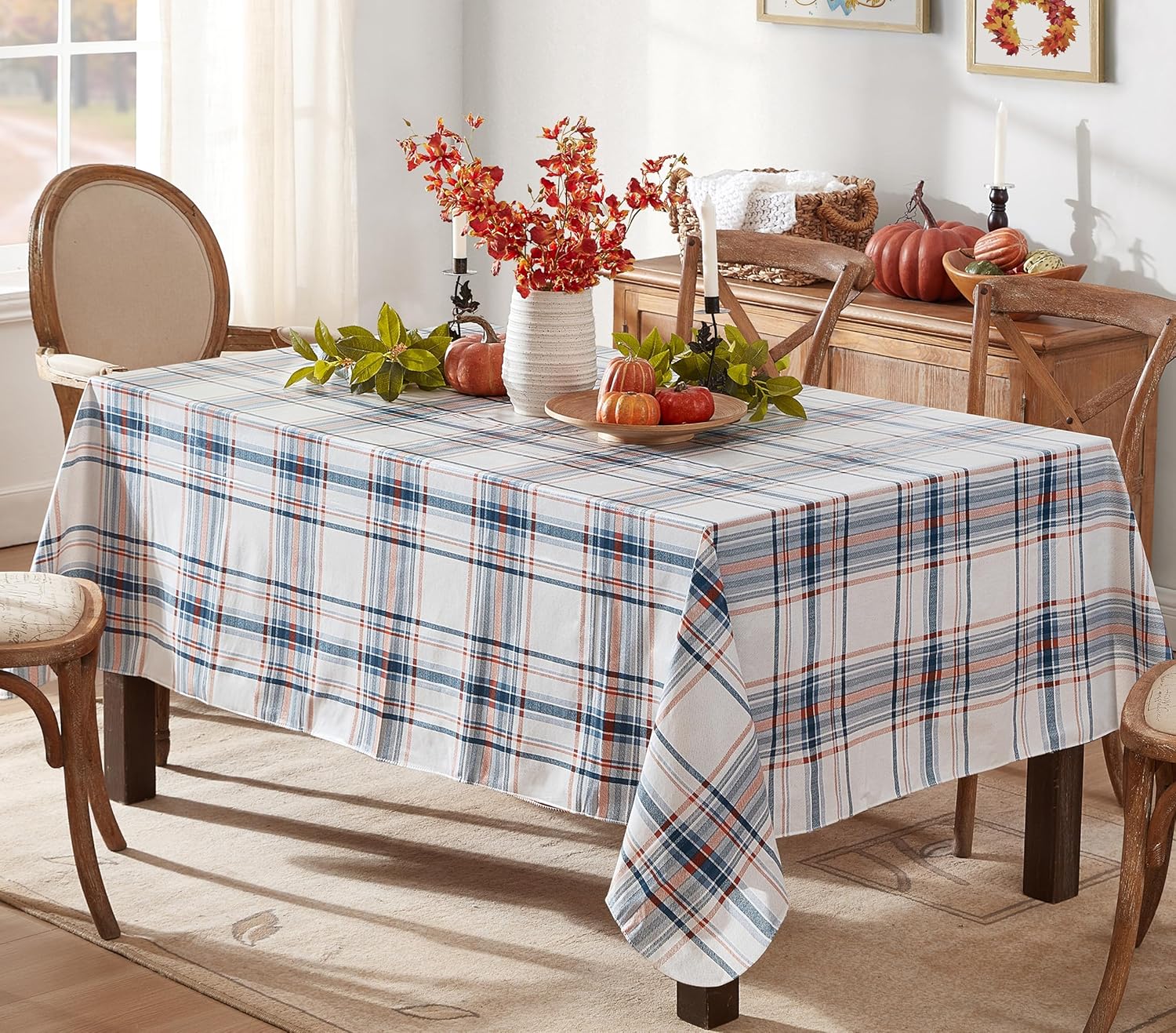 Newbridge Blue Rustic Mountain Plaid Vinyl Flannel Backed