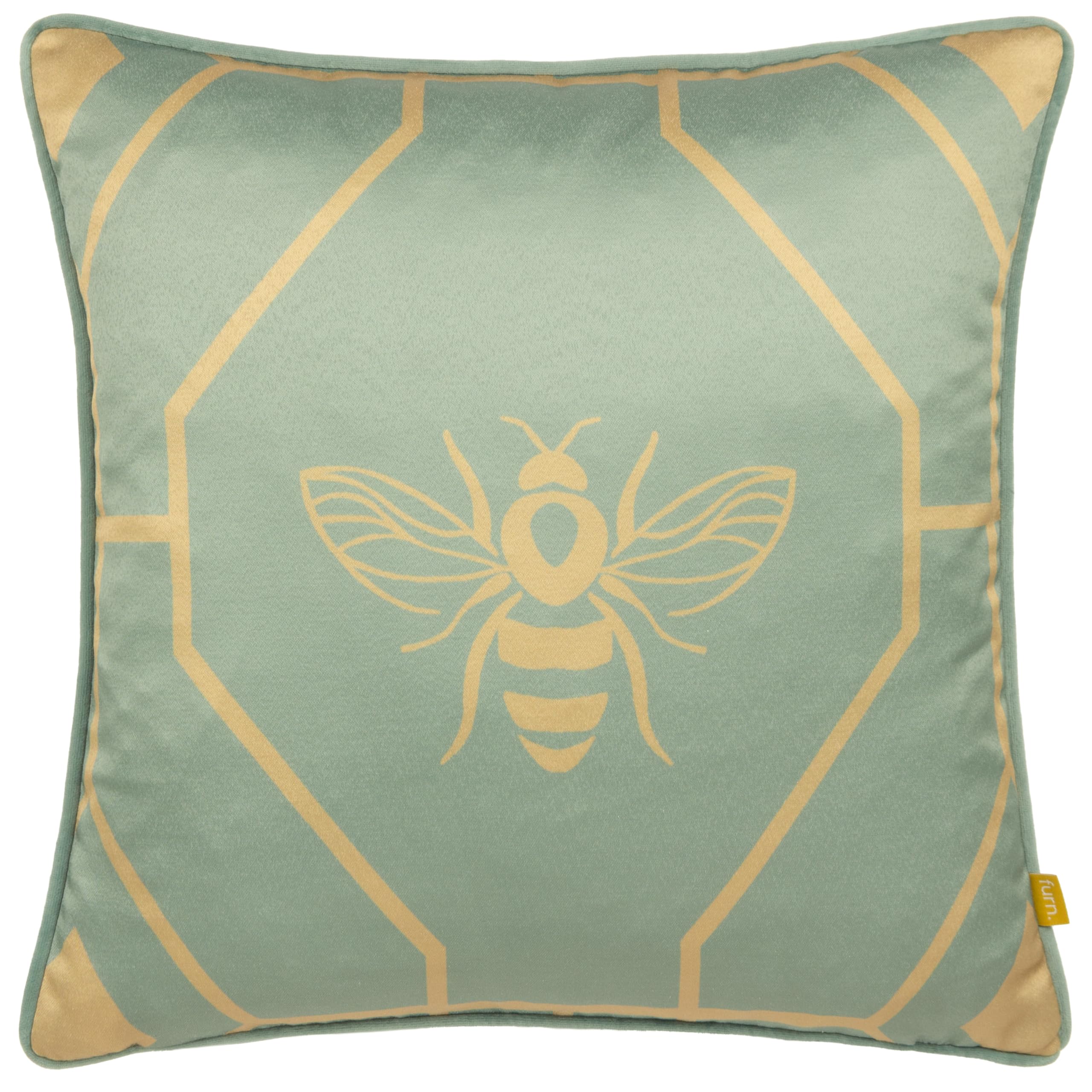 furn. Bee Deco Feather Filled Cushion, Eau De Nil, 43 x 43cm