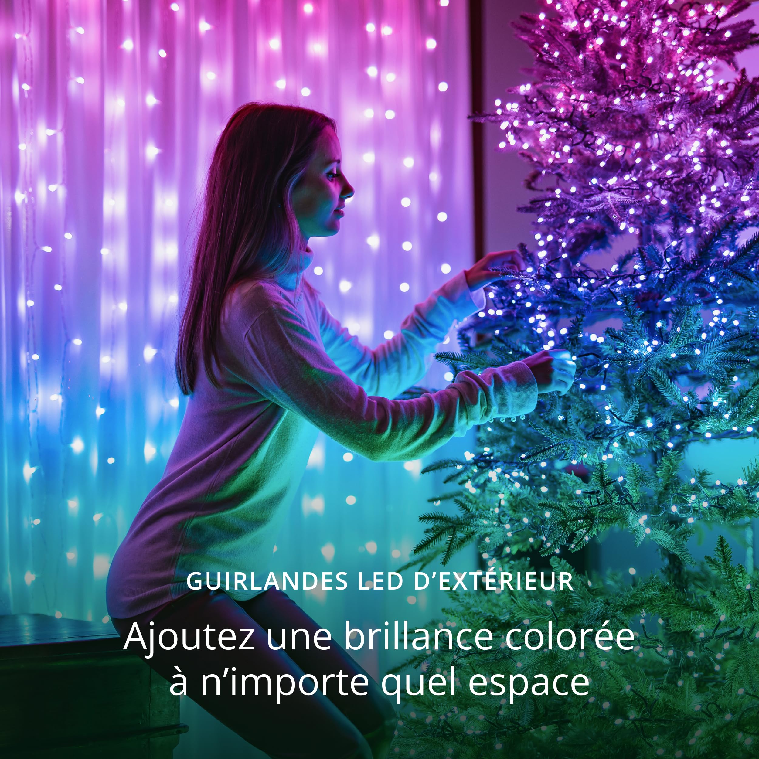 Twinkly Strings 600 LED RGB, Bande LED Intérieur et Extérieur, Lumières LED Smart Multicolores, Compatible avec Alexa et Google Home, IP44, Contrôlée Par App, Fil Noir, 48m