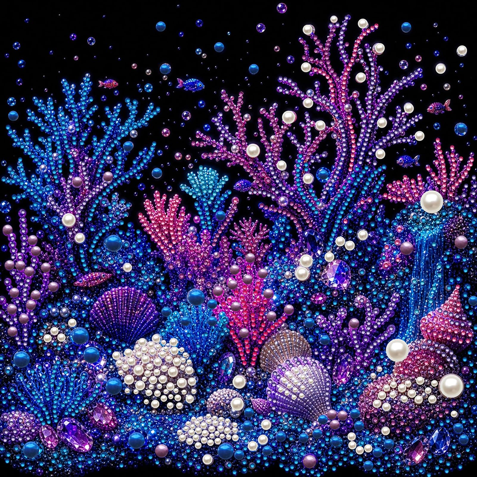 Seashells 5D Pearl Painting Kits With Frame, Diy Framed Pearl Painting Art Kits