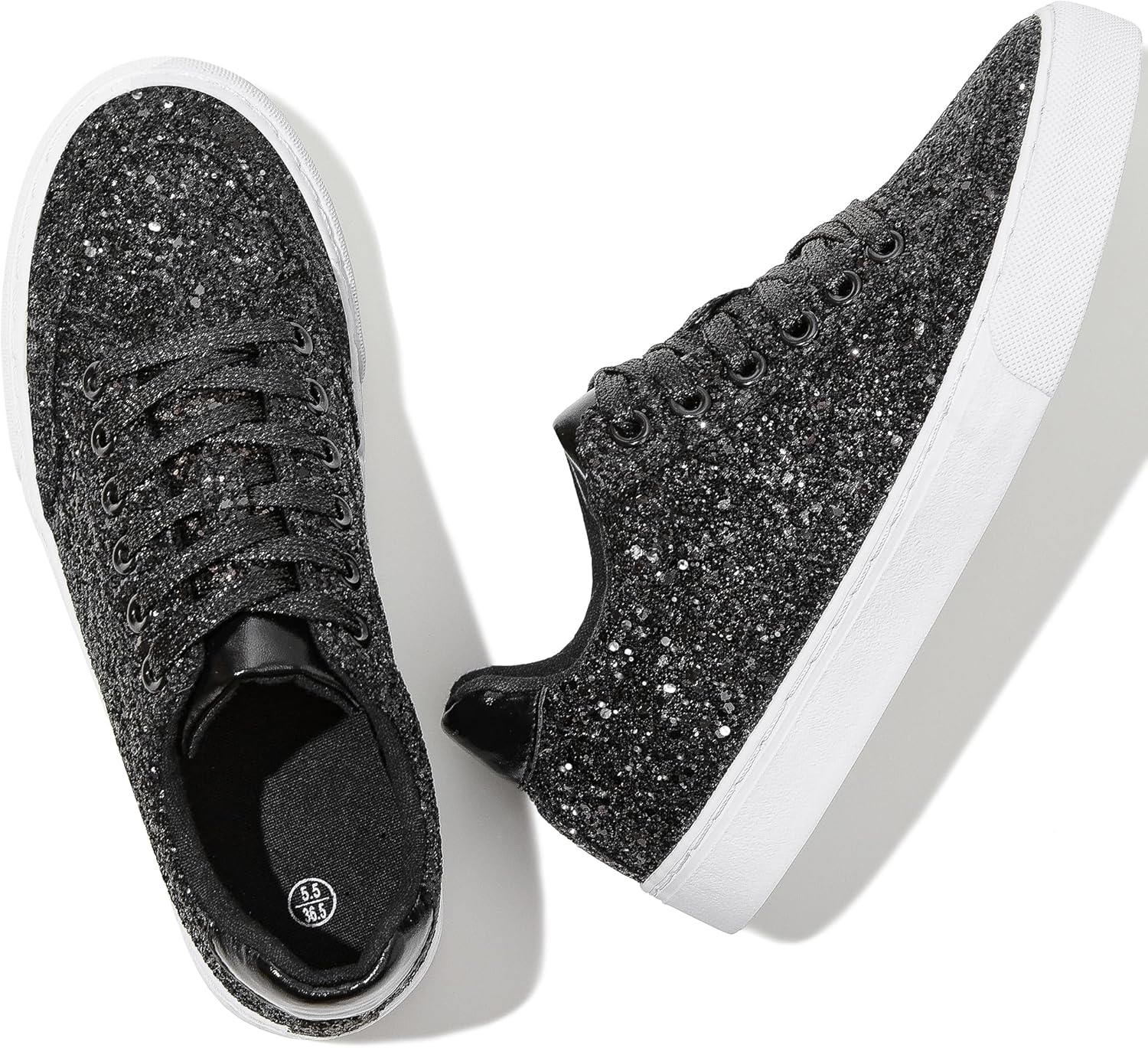 Jeekopeg Glitter Sparkly Fashion Sneakers Shoes Shiny Casual Shoes Bling Sequin Concert Low Cut Lace up Shoes - Image 4