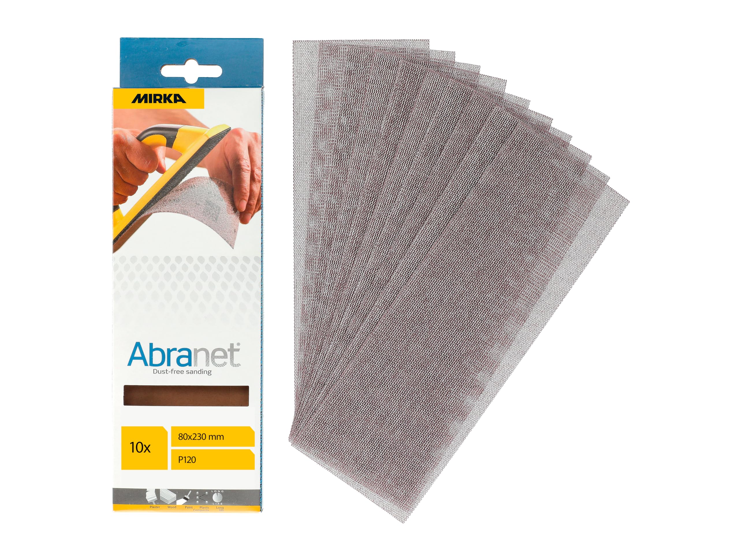 Mirka Dust Extraction Handy Sander Kit Sanding Sheets 120 Grit (10 Pack) In Aluminium Oxide Brown Size 10 Pack