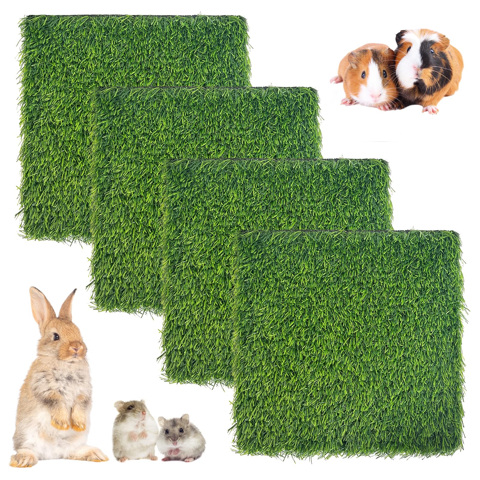 Hamiledyi Artificial Rabbit Grass Mats 4 Pcs Reusable Guinea Pig Pee Pads