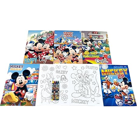 12 Sets of Disney Mickey Mouse & Friends Coloring Books and Crayon Set  Children Party Favors Bag Filler