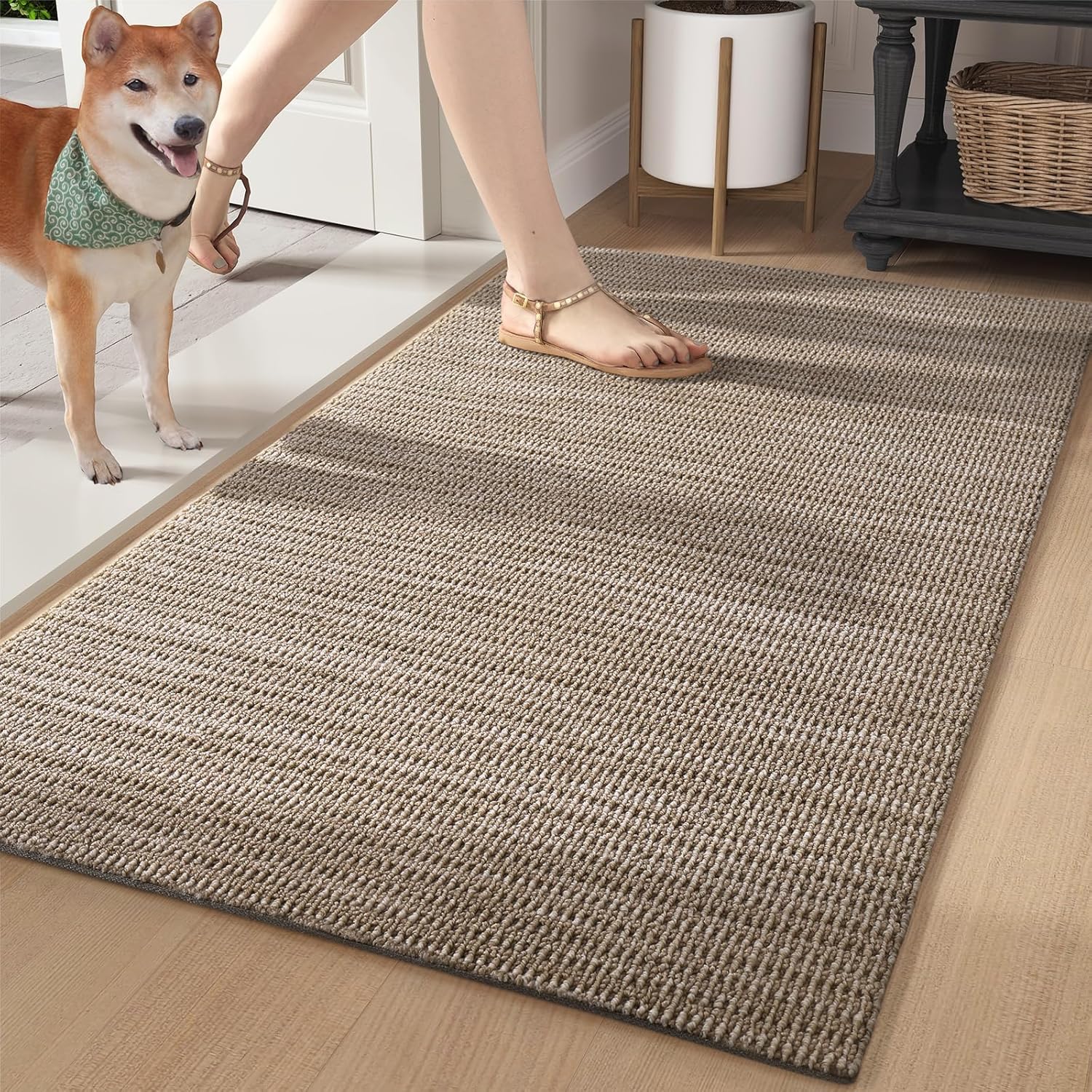 Color&Geometry Indoor Mats for Entryway- Heavy Duty, Stain & Fade-Resistant, Absorbent, Low Pile, Durable, Easy Clean- 24"x36" Stylish Mats for Indoor Entrance, Brown Thick Luxury Carpet 24"x36" Brown