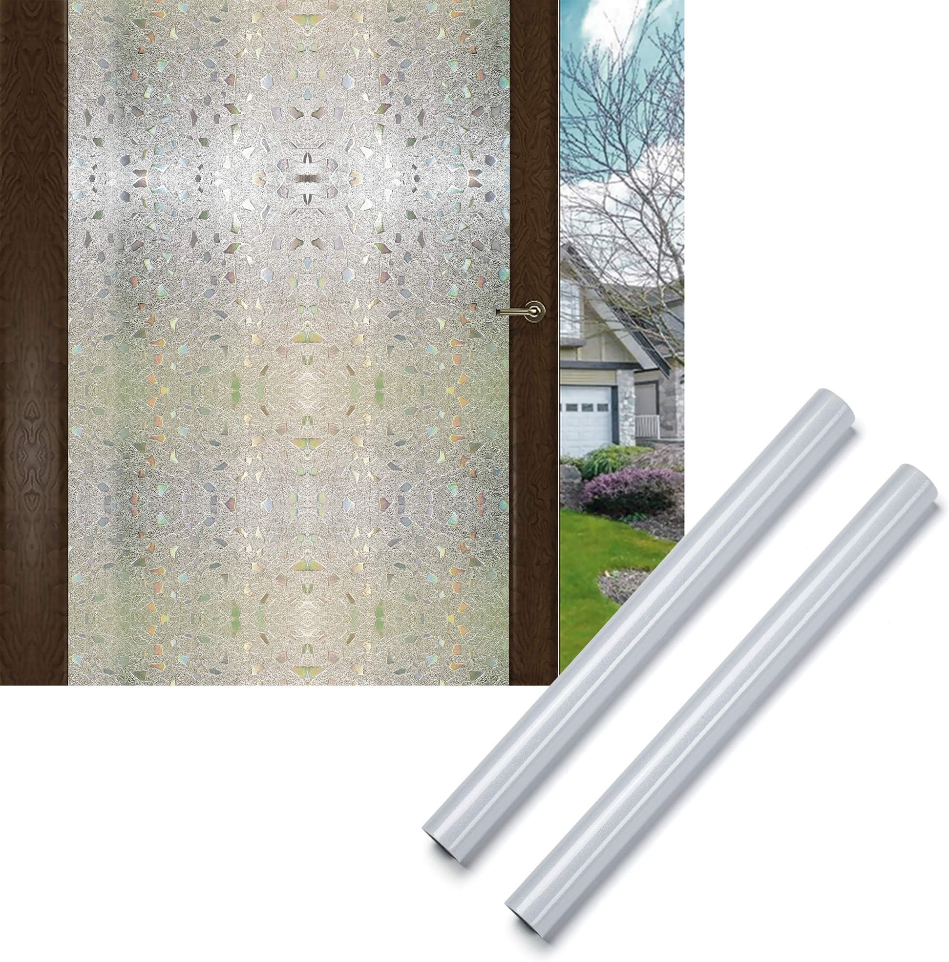 Wopeite 3D Window Film Self-Adhesive 2 Pack Frosted Semi Privacy Static Cling Home Bedroom Bathroom Glass (35.4X 78.7 inches)