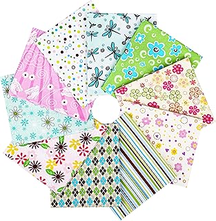 Craftido 10 piezas de Tela de Algodón Fat Quarters 18”x21”(46x53cm) - Peso Medio 145g - 100% Algodón para Acolchado, Costura, Patchwork, DIY y Manualidades Artesanales - Spring