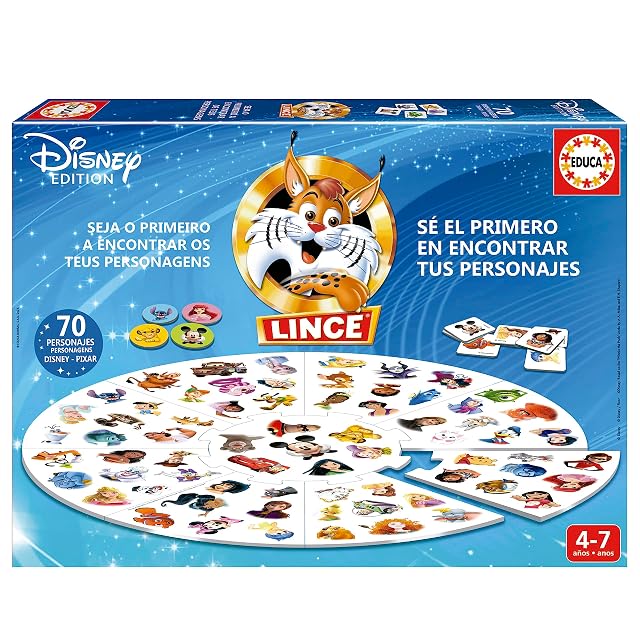 Educa - Lince Disney edición 70 Imágnes | Juego de Mesa con Personajes Disney Pixar | Agudiza la Vista, Memoria, reflejosdiviertes con la Familia y Amigos | Juegos de Mesa niños +4 años (19690)