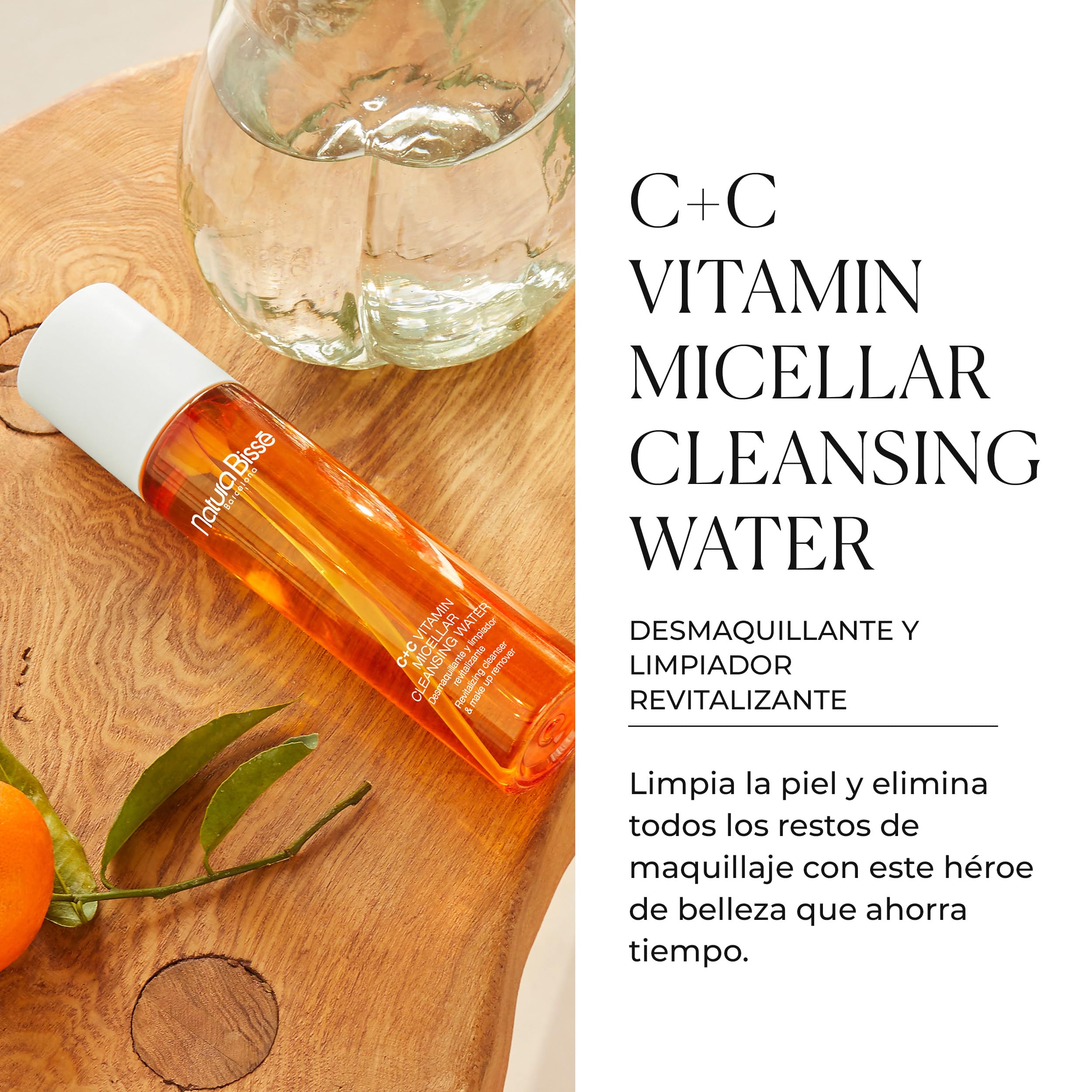 Natura Bissé C+C Vitamin Micellar Cleansing Water | Agua Micelar Desmaquillante para Rostro, Ojos y Labios con Activos Limpiadores Suaves y Extracto de Naranjas Amargas | 200 ml