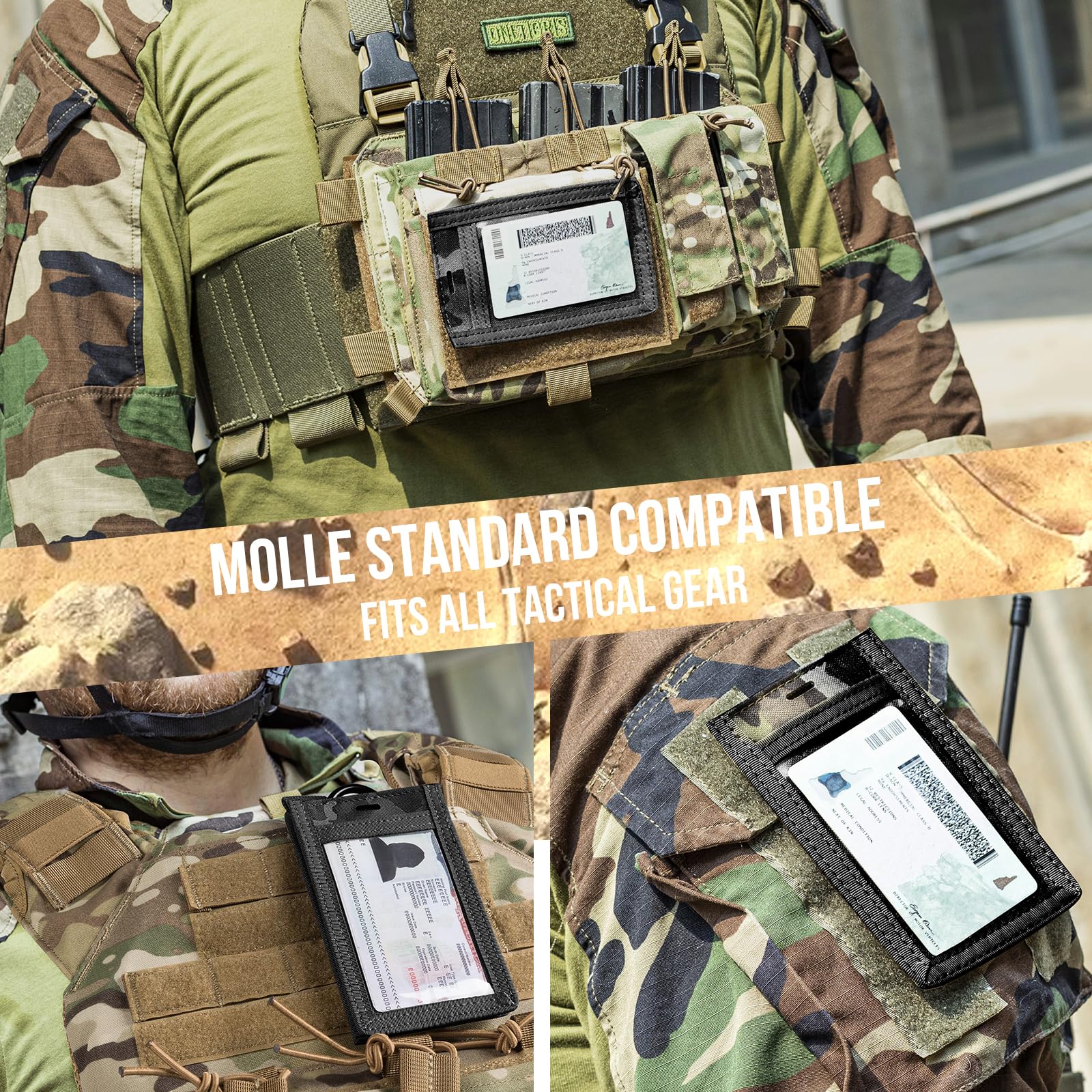 OneTigris ID Card Holder 2‑in‑1 Tactical, MOLLE Compatible 500D Nylon Security Badge Holder with Clear Window - Image 3