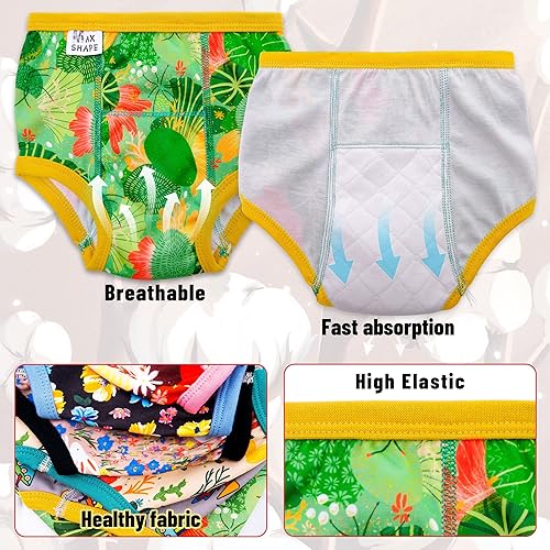 Miniatura 4 de Max Shape 6 paquetes de ropa interior de entrenamiento para niñas con capa absorbente de cena, pantalones reutilizables de entrenamiento para el