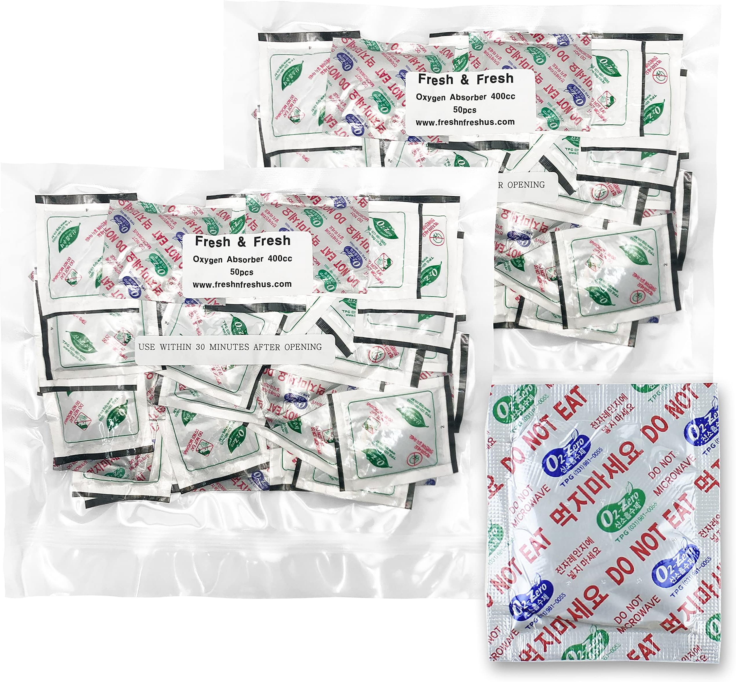 400 CC [100 Packets] Premium Oxygen Absorbers for Food Storage, Oxygen Absorbers (2 Bag of 50 Packets) - ISO 9001 Certified Facility Manufactured