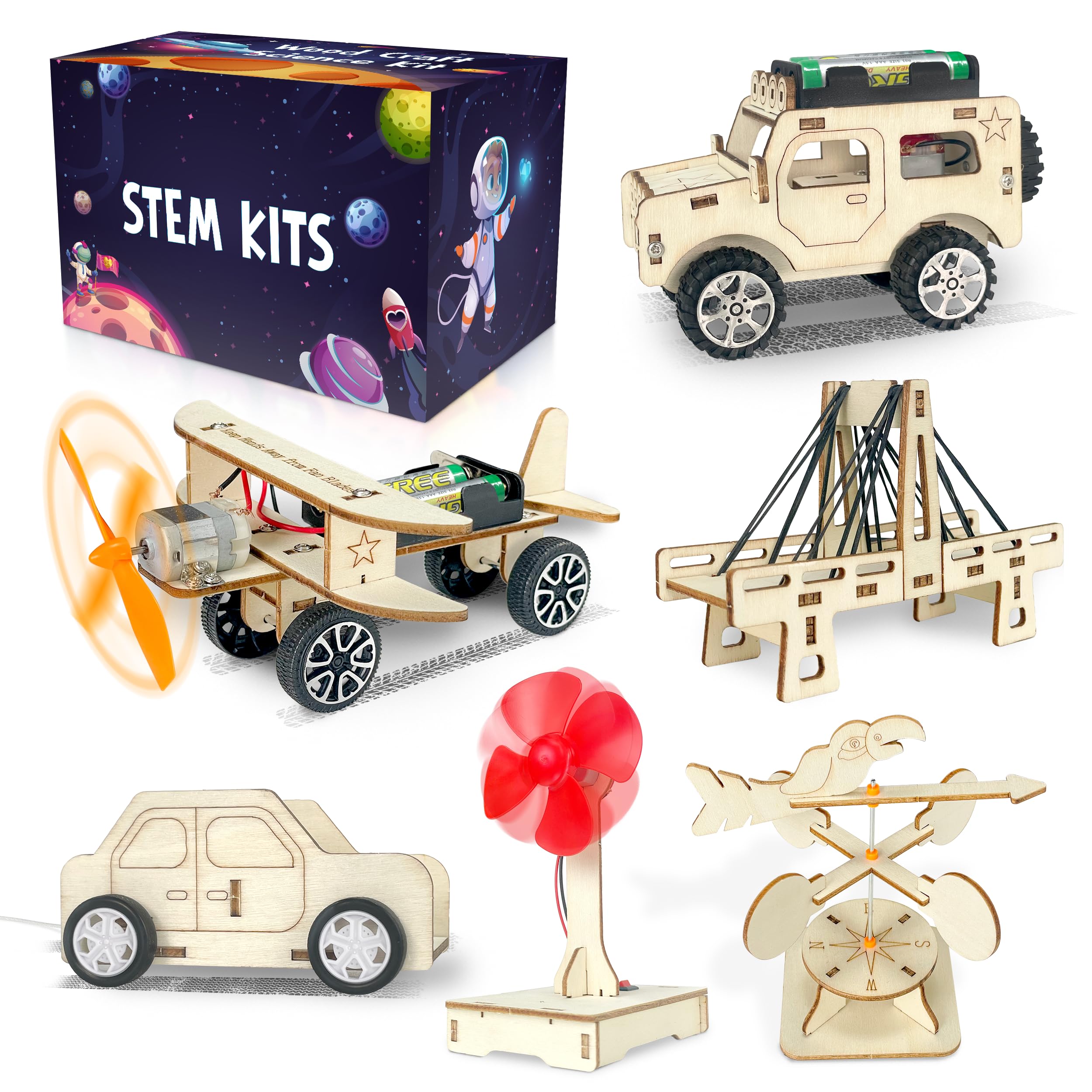 kortes 24Pack STEM Kits for Kids Classroom, Science Building Project Craft for Ages 8 9 10 11 12, 3D Wooden Model Kit, STEM Toys for Boys Girls Birthday Gifts Party Favors School Exchange Gifts