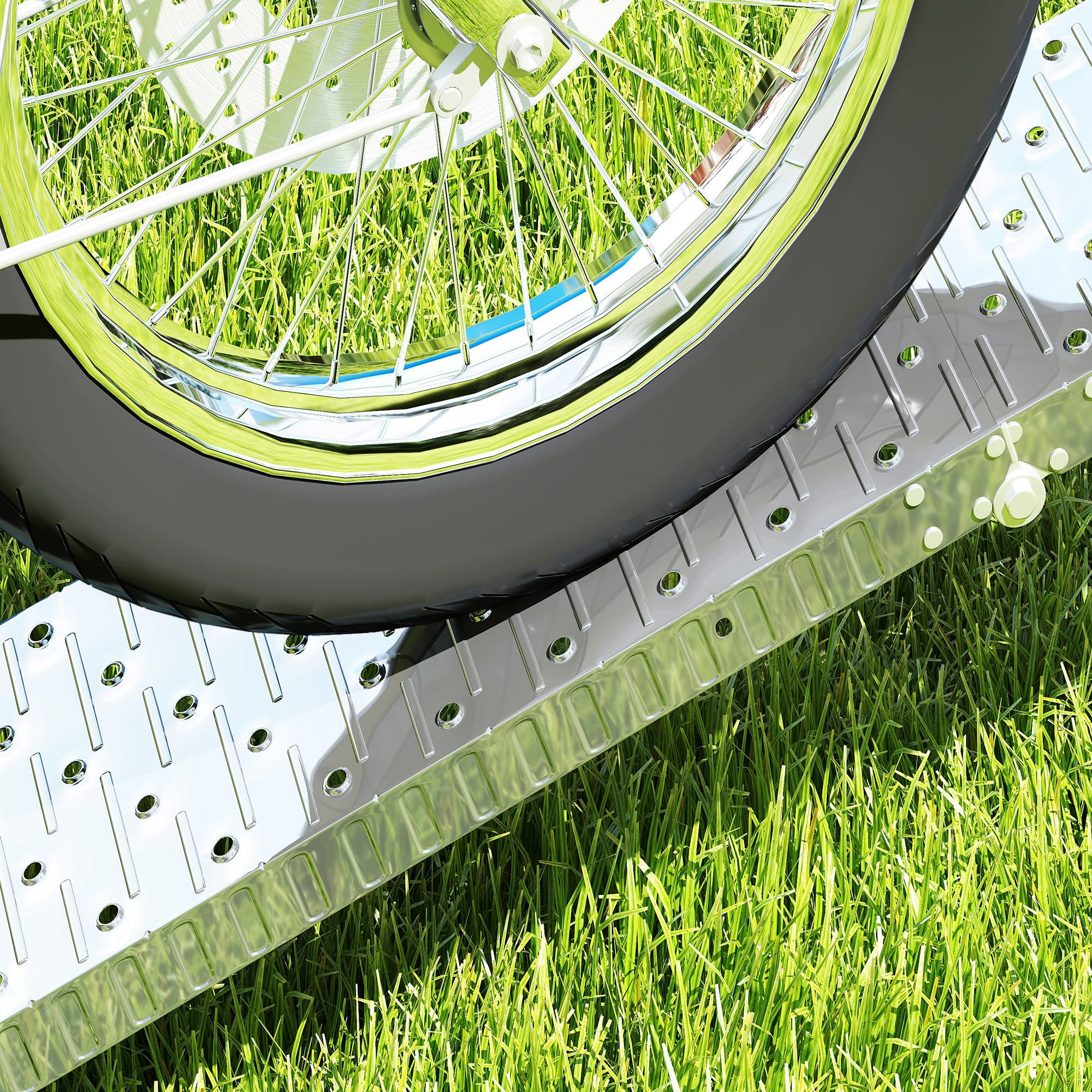 HOMCOM Rampa de carga plegable de acero con carga máxima de 230 kg, que ahorra espacio Rampa antideslizante para motocicletas con ruedas de 22 cm de ancho, para motocicletas y bicicletas, 190x22x8 cm,