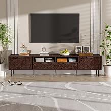 78" TV Stand for TVs up to 85, Long Entertainment Center with Drawers and Closed Storage, Modern TV Console with Lron Legs and Soft Closing Hinges for Living Room, Bedroom Dark Brown