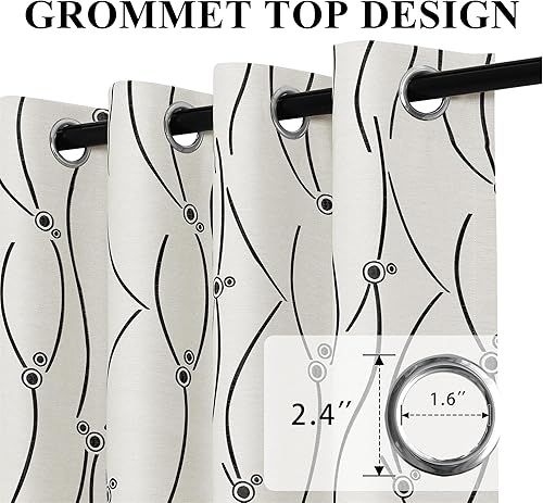 Miniatura 3 de Cortinas texturizadas de lino de 90 pulgadas de largo para sala de estar, cortinas bordadas para oscurecer la habitación, cortinas para dormitorio,