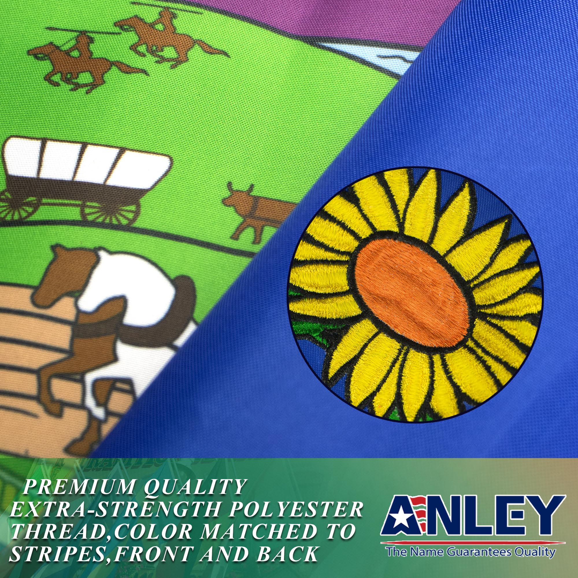 Anley EverStrong Serie Bandiera Grecia 3x5 Piedi Nylon Resistente - Strisce Ricamate e Cucite - 4 File di