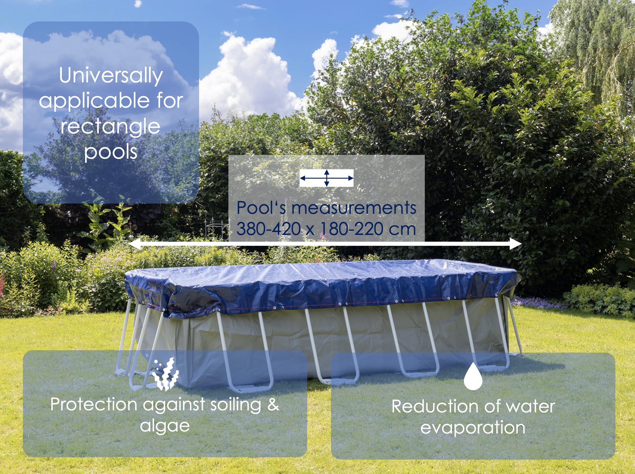 Zimowa osłona basenu, 2 w 1, wykonana z materiału PE o gramaturze 200 g/m², odporna na promieniowanie UV, na lato i zimę, osłona zimowa, osłona letnia (460 x 260 cm)
