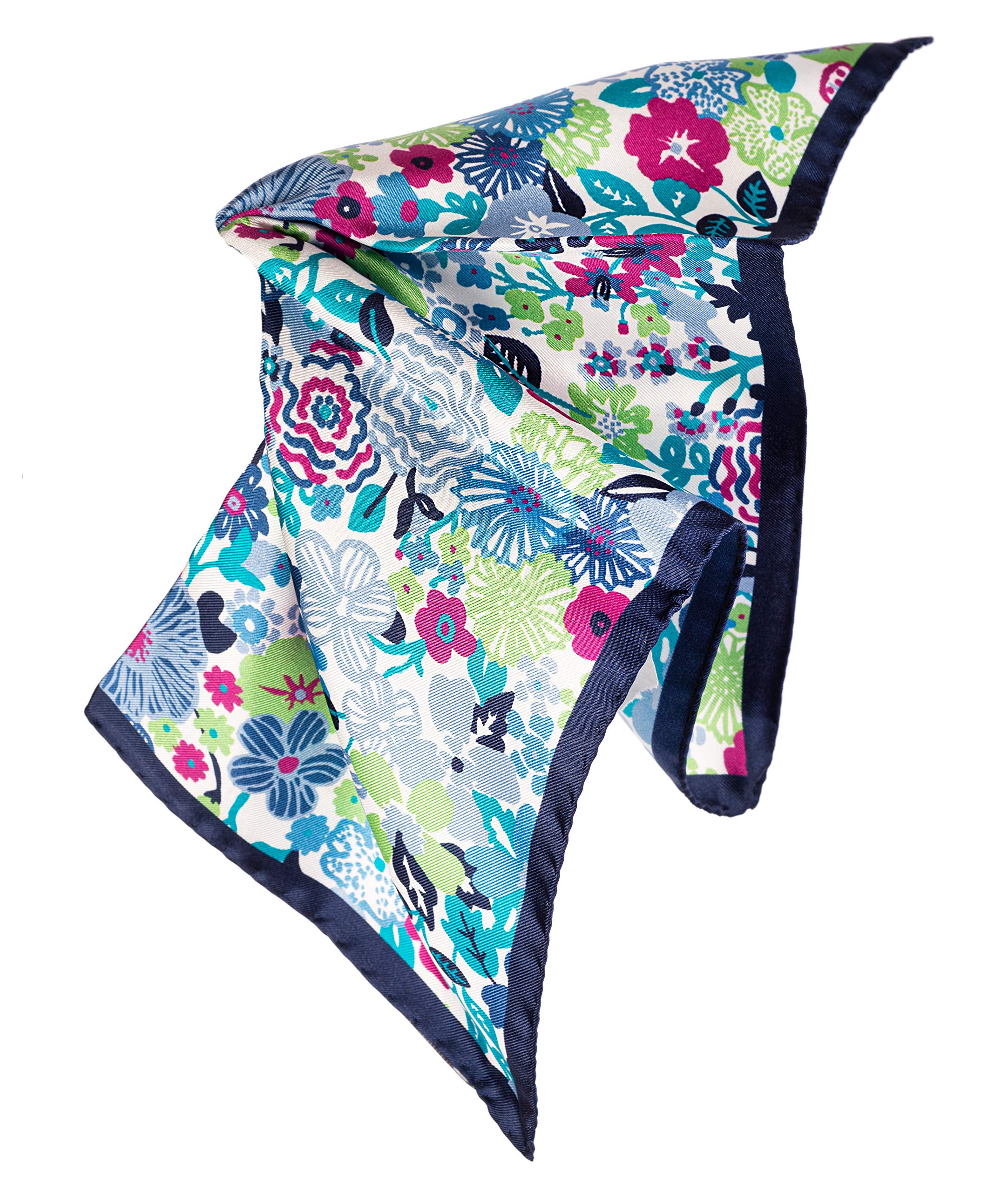 SansPlomb Fazzoletto da taschino, pochette con bordo in seta di alta qualità, stampata con un disegno a fiori - 100% Made in Italy