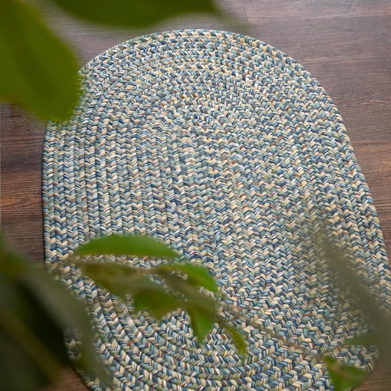 Colonial Mills Evelyn Tweed Reversible Braided 3X5 Area Rug - Shoreline Blue, Handcrafted in USA, Woven Texture, High Traffic, Entry, Kitchen, Living Room, Bed, Bath, Foyer, Porch - 3' X 5' Oval