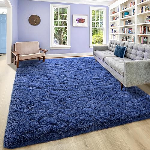 Miniatura 4 de JUNOVO Alfombra de área lavable, antideslizante, suave, alfombras de área para sala de estar 5 x 8 pies, alfombras esponjosas para dormitorio,