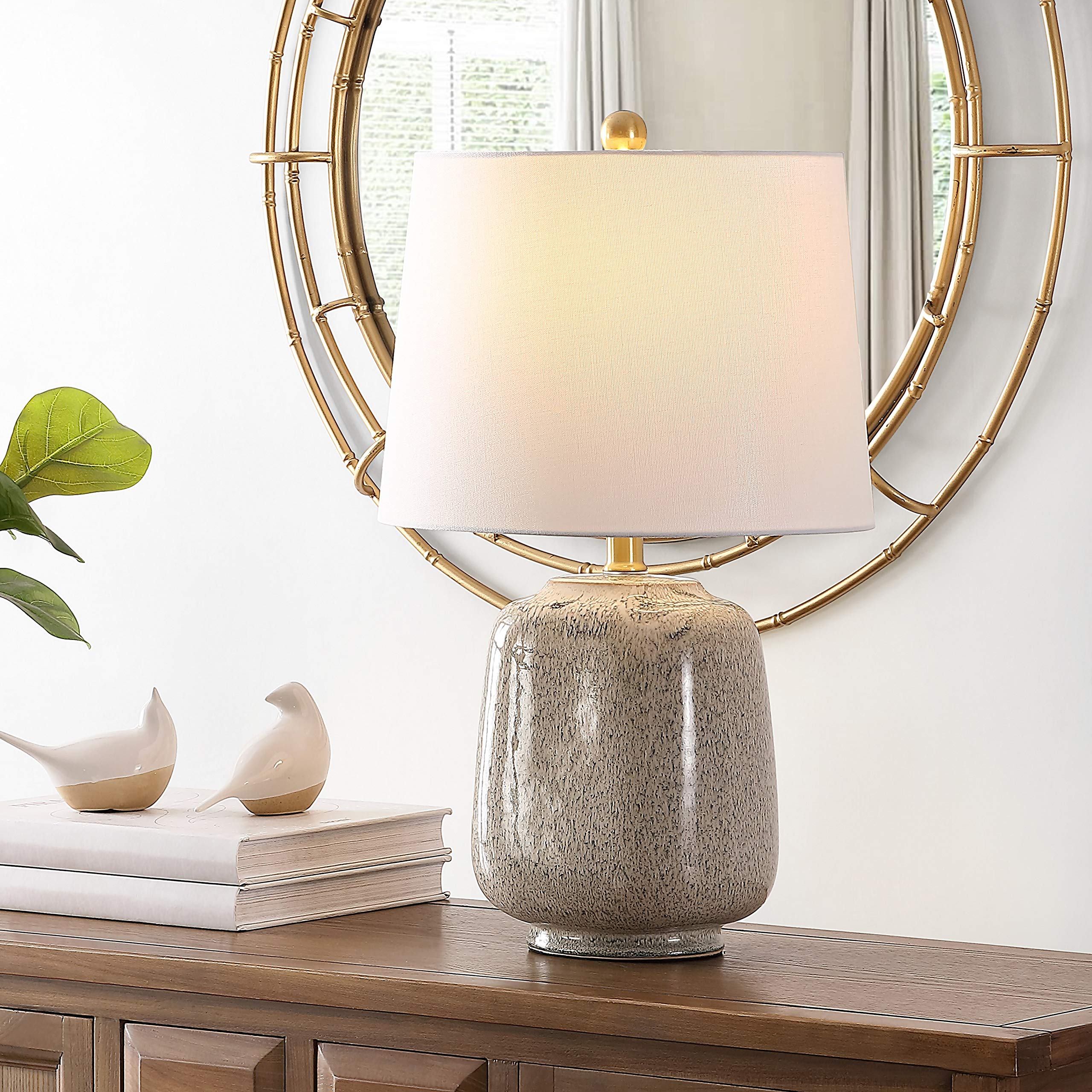 SAFAVIEH Lighting Collection Brixton Modern Cream/ Blue Ceramic 23-inch Bedroom Living Room Home Office Desk Nightstand Table Lamp (LED Bulb Included)