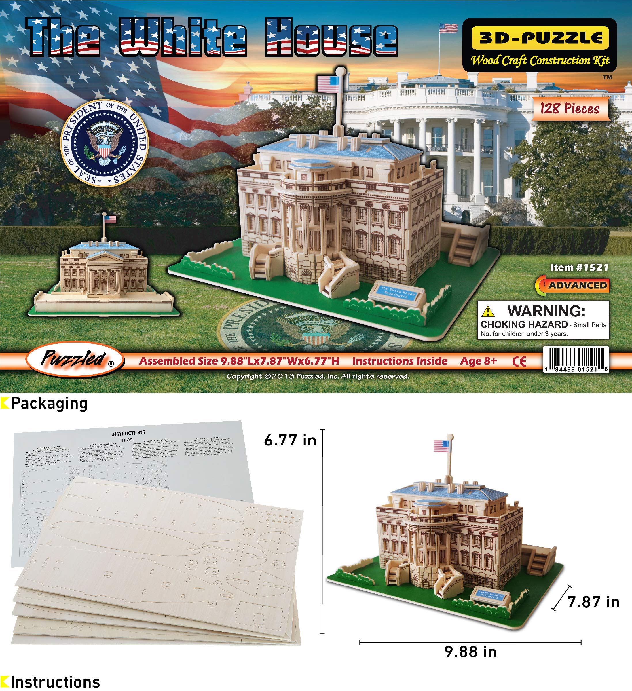 Puzzled The White House Wooden 3D Puzzle Construction Kit - Image 2