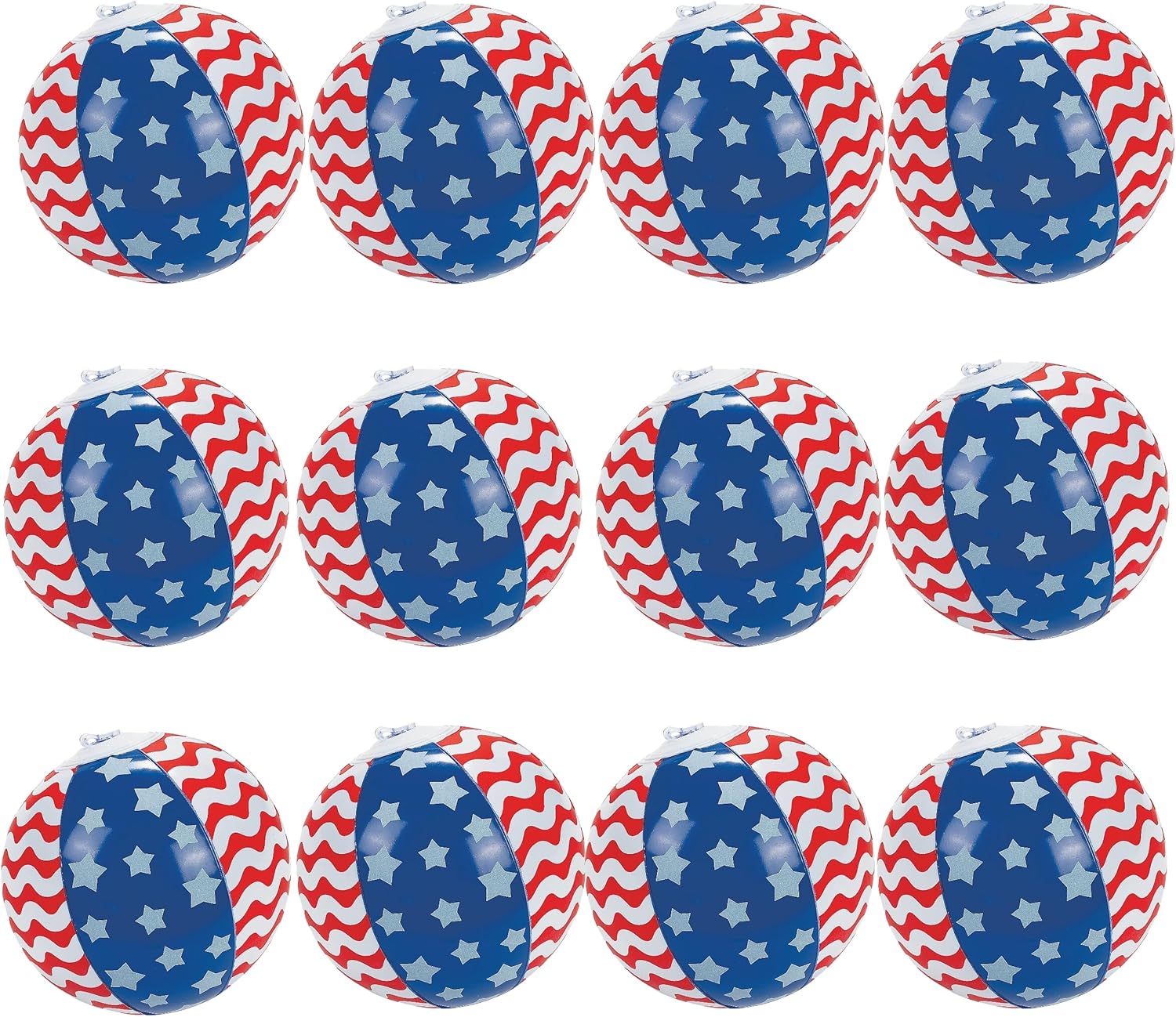 Fun Express Inflatable Patriotic 5 Inch Stars & Stripes Mini Beach Balls (12 Pack)