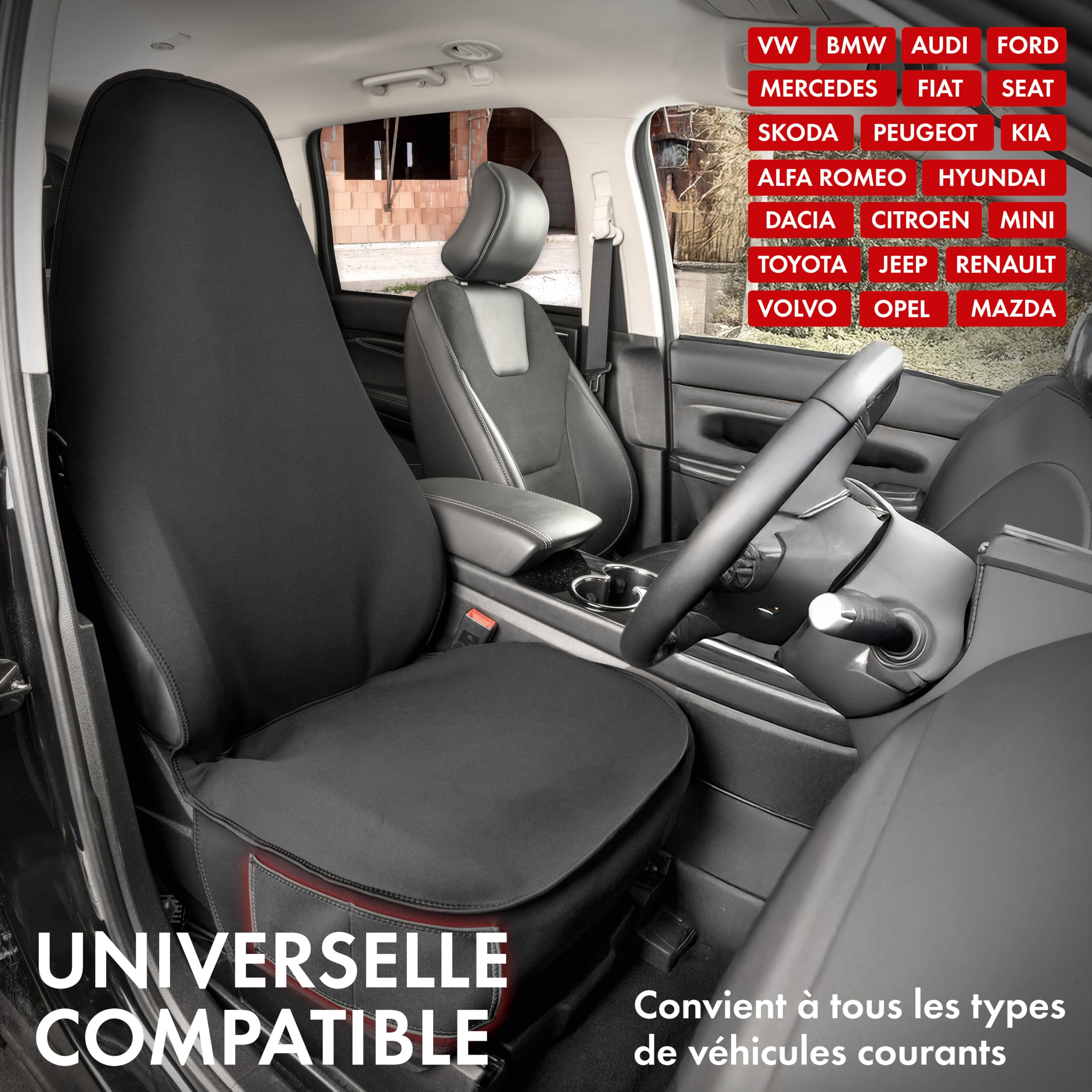Walser Housse de siège Auto néoprène, Protection de siège Auto étanche, Housse de Protection Universelle pour Voiture/Camion, Noir