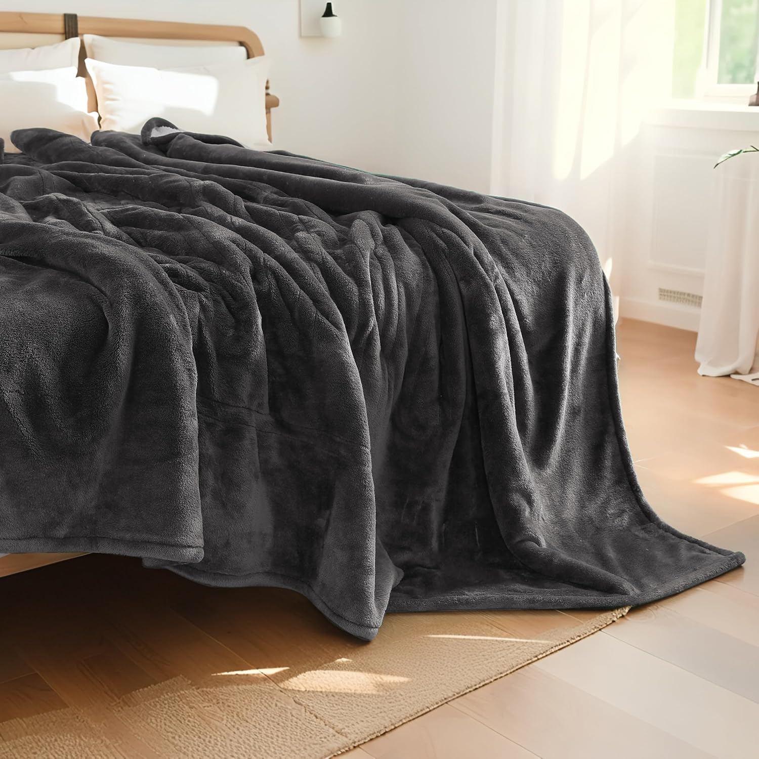 Electric Heated Blanket Full Size 72"x84",Fast Heating Throw, Soft Plush Microplush for Bed & Couch, 10 Hours Auto Off & 5 Heating Levels, Machine Washable, Gifts for Grandma & Family-Dark Gray - Image 2
