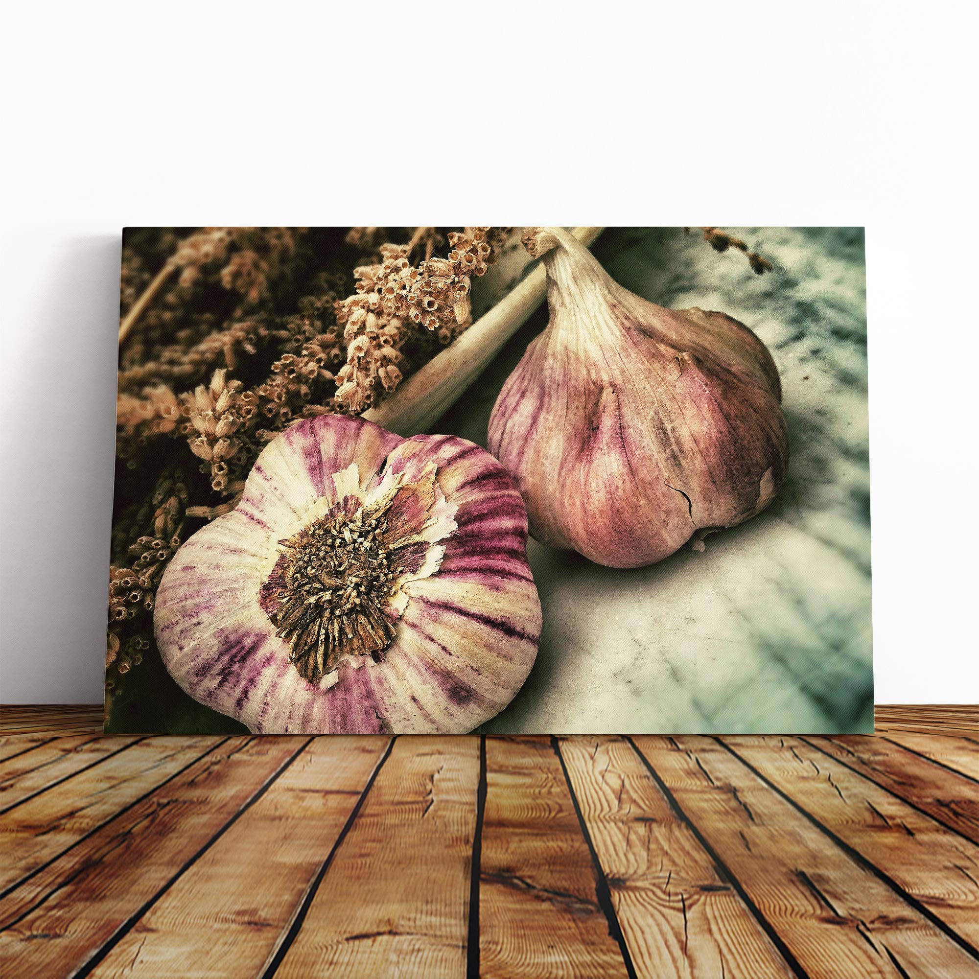 Garlic Canvas Print | Gallery Wrapped 30mm Frame Wall Art | 24x16 inches | Ready to Hang | Modern Picture | Living Room Bedroom Lounge Office