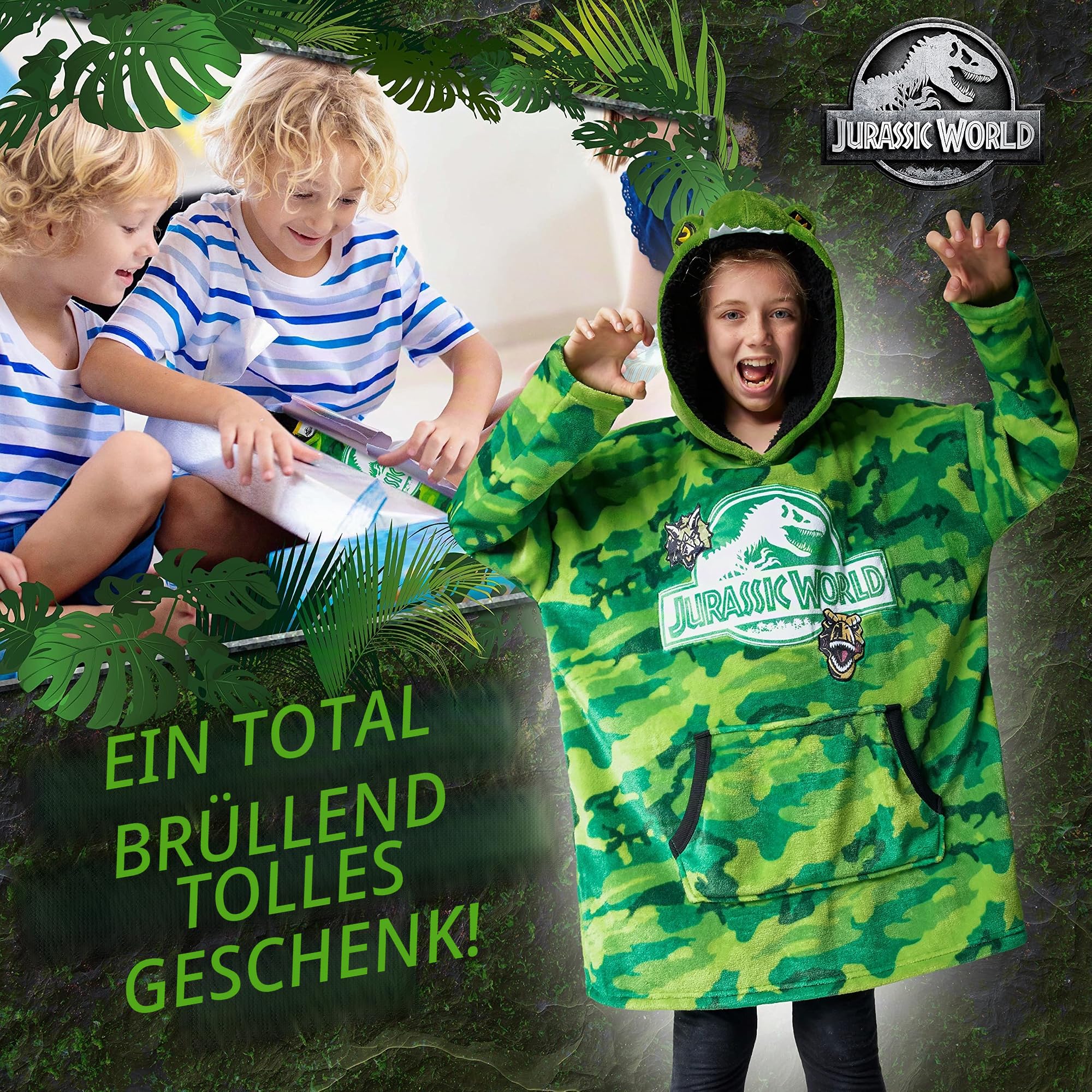 Jurassic World Übergroßen Hoodie Decke Jungen und Madchen Kapuzenpullover Kinder