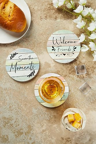 Miniatura 2 de Juego de 6 posavasos de cerámica absorbentes con soporte, bonitos diseños divertidos, estilo moderno de granja, únicos y personalizados para