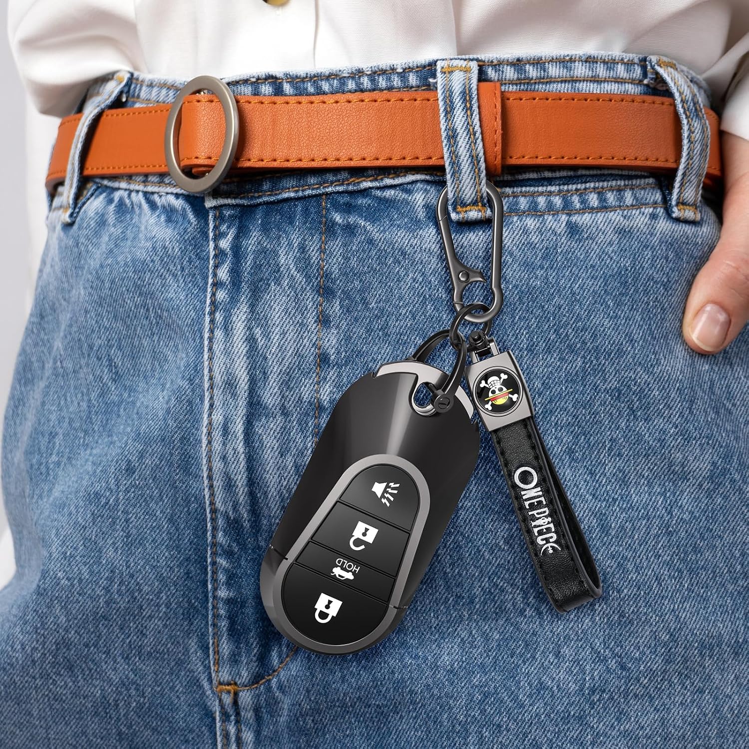 One Piece Car Keychain Keyring for Anime Fans,One Piece Leather Car Key Chain Replacement Key Fob Holder,Souvenir Gifts