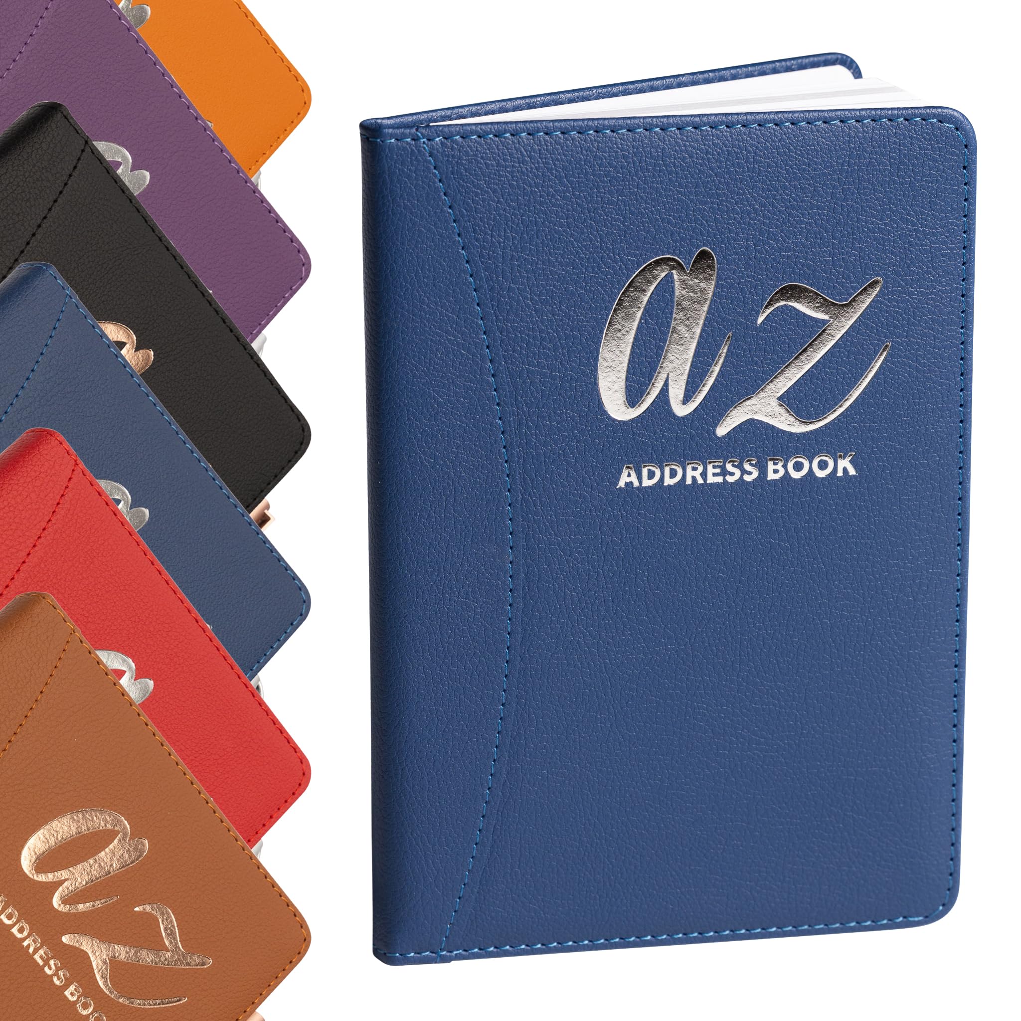 A to Z Telephone Address Book A-Z Index Hard Back Cover with Pen Address Book Home Office Work (Navy. Blue)