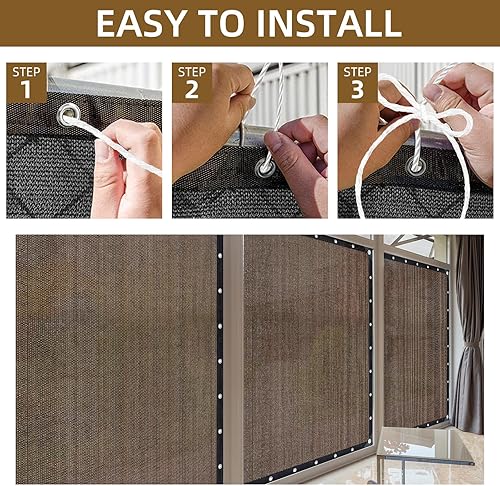 Miniatura 6 de Toldo de privacidad con ojales, 90 % de protección solar, cubierta de privacidad para terraza, porche, patio, jardín, pérgola, 10 x 16 pies