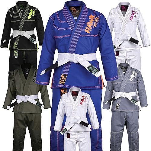 Hawk Sports Jiu Jitsu brasileño Gi para niños, ultra ligero, extra resistente, tela premium para niños BJJ Gi