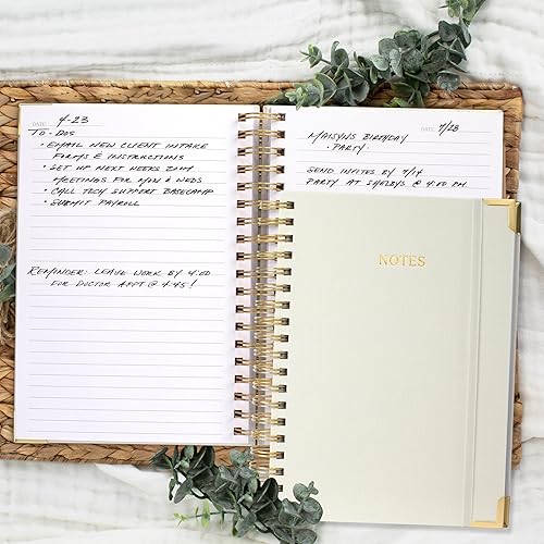 Miniatura 10 de Cuaderno estético grueso en espiral para mujeres en formato B5, moderno cuaderno de notas de lino con rayas universitarias con 300 páginas forradas,