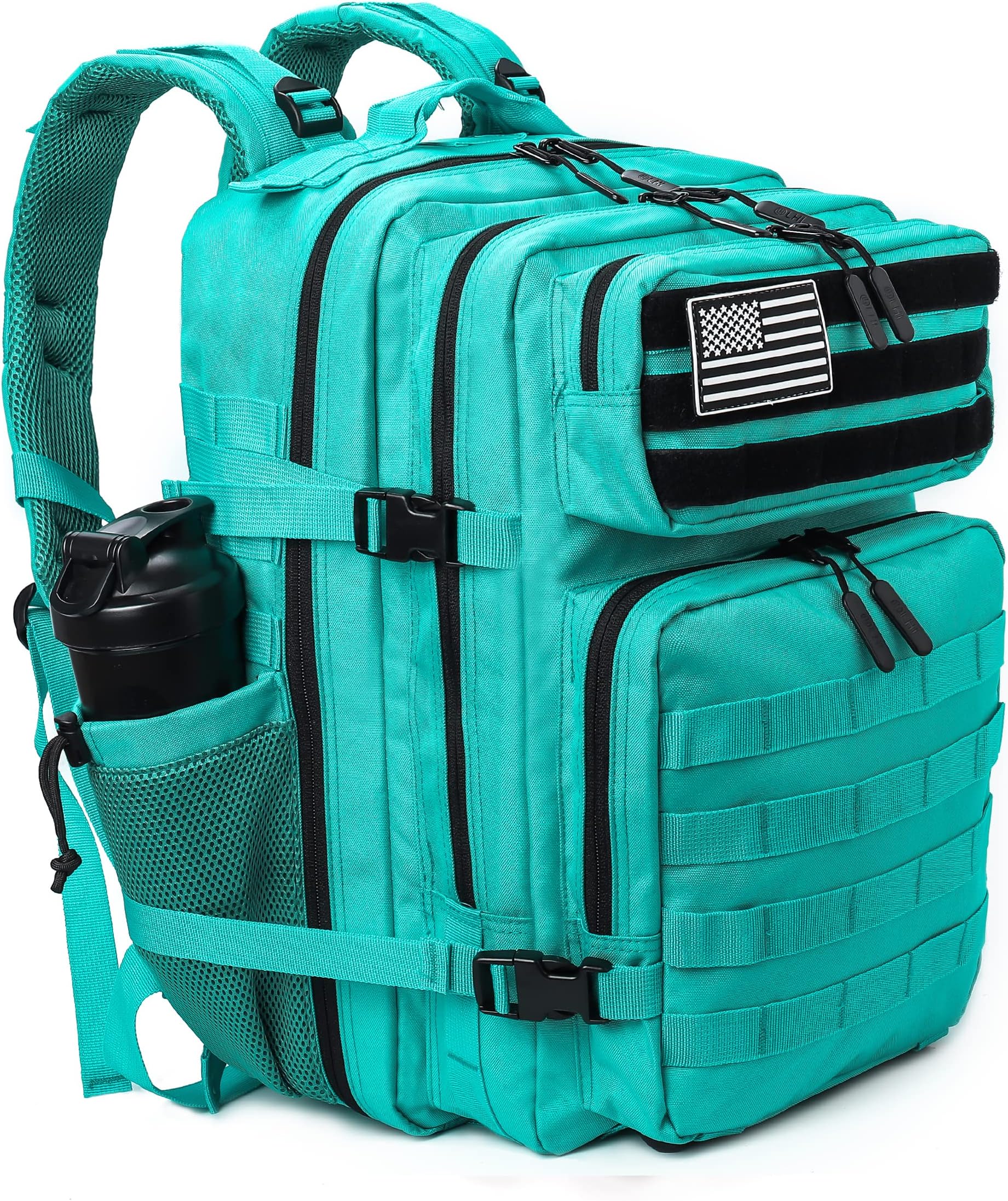 LHI Military Tactical Backpack for Men and Women 45L Army 3 Days Assault Pack Bag Large Rucksack with Molle System - Lake Blue