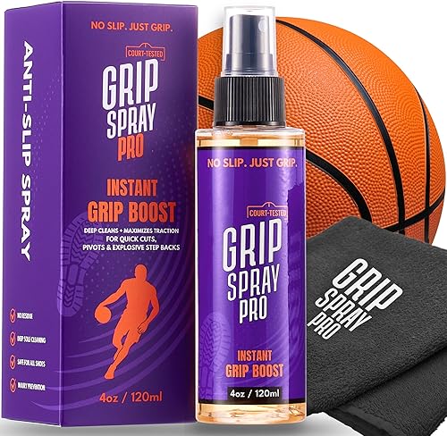 Basketball Grip Spray Pro – Spray antideslizante 2 en 1 para zapatos y agarres de baloncesto | Aumenta la tracción y rejuvenece las suelas | Equipo
