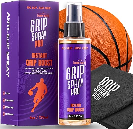 #1 Basketball Shoe Grip Spray Pro – 2-in-1 Grip Spray for Basketball Shoes | Boost Traction & Rejuvenate Soles | Essential Basketball Gear & Court Performance – 4oz