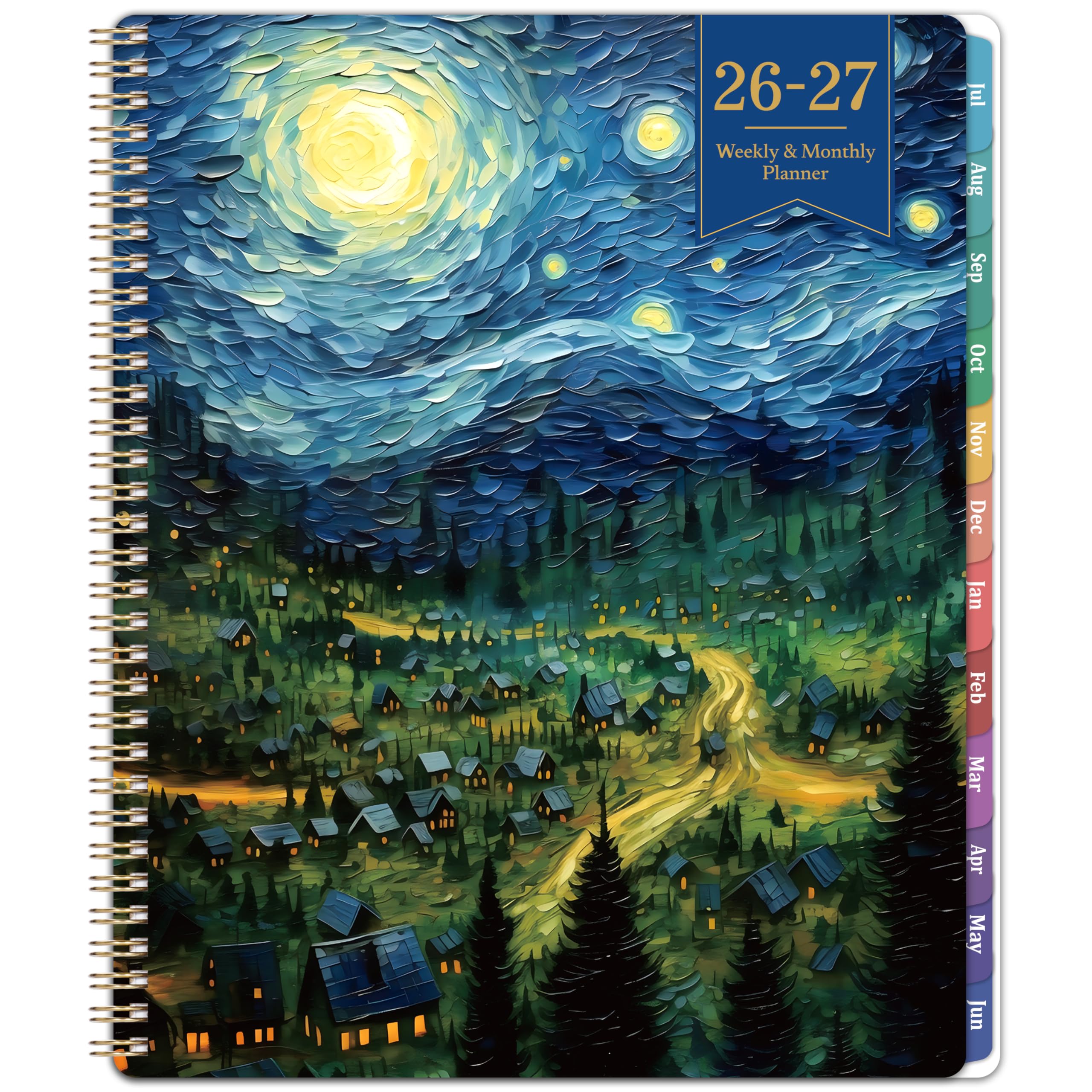 Planner 2026-2027 - Academic Planner 2026-2027, Jul 2026 - Jun 2027, 26-27 Planners Weekly and Monthly, 8.5" x 11" 26-27 Calendar Monthly Planners with Tabs & Pocket, Flexible Cover, Twin-Wire Binding- Oil Painting
